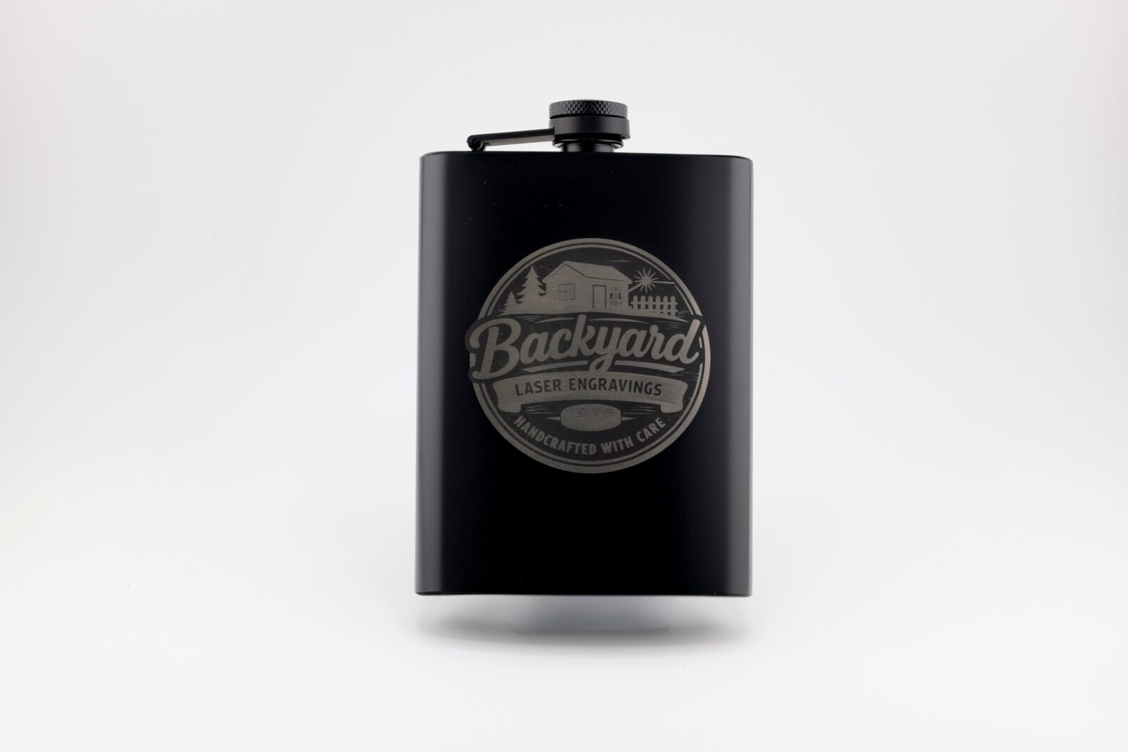 Matte Black Logo Flask